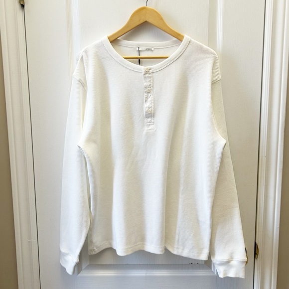 Zara Men’s White Long Sleeve Henley Shirt Waffle Knit Size Large NEW WITH TAG - Picture 9 of 12